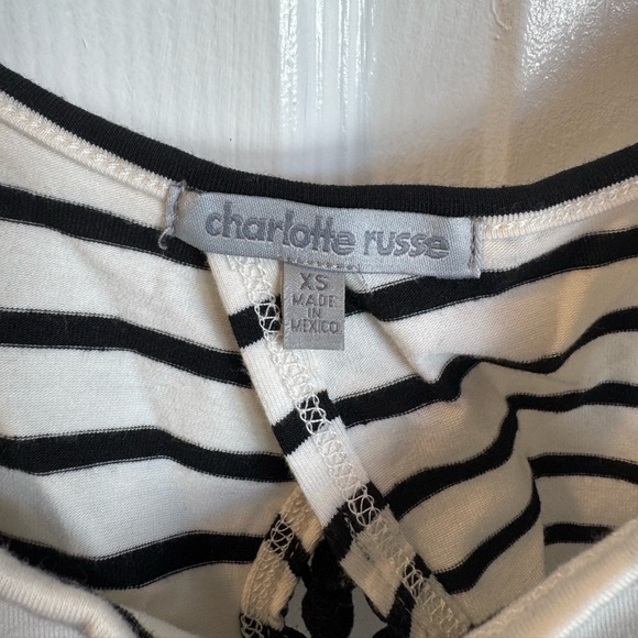 4/$15 Charlotte Russe Black and White Striped Camisole with Pompom Trim XS - Picture 3 of 4